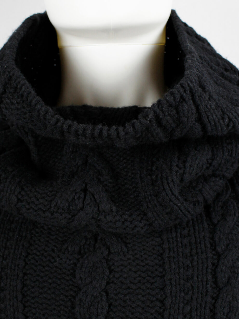 vintage Yohji Yamamoto black knit poncho scarf with oversized turtleneck collar (4)