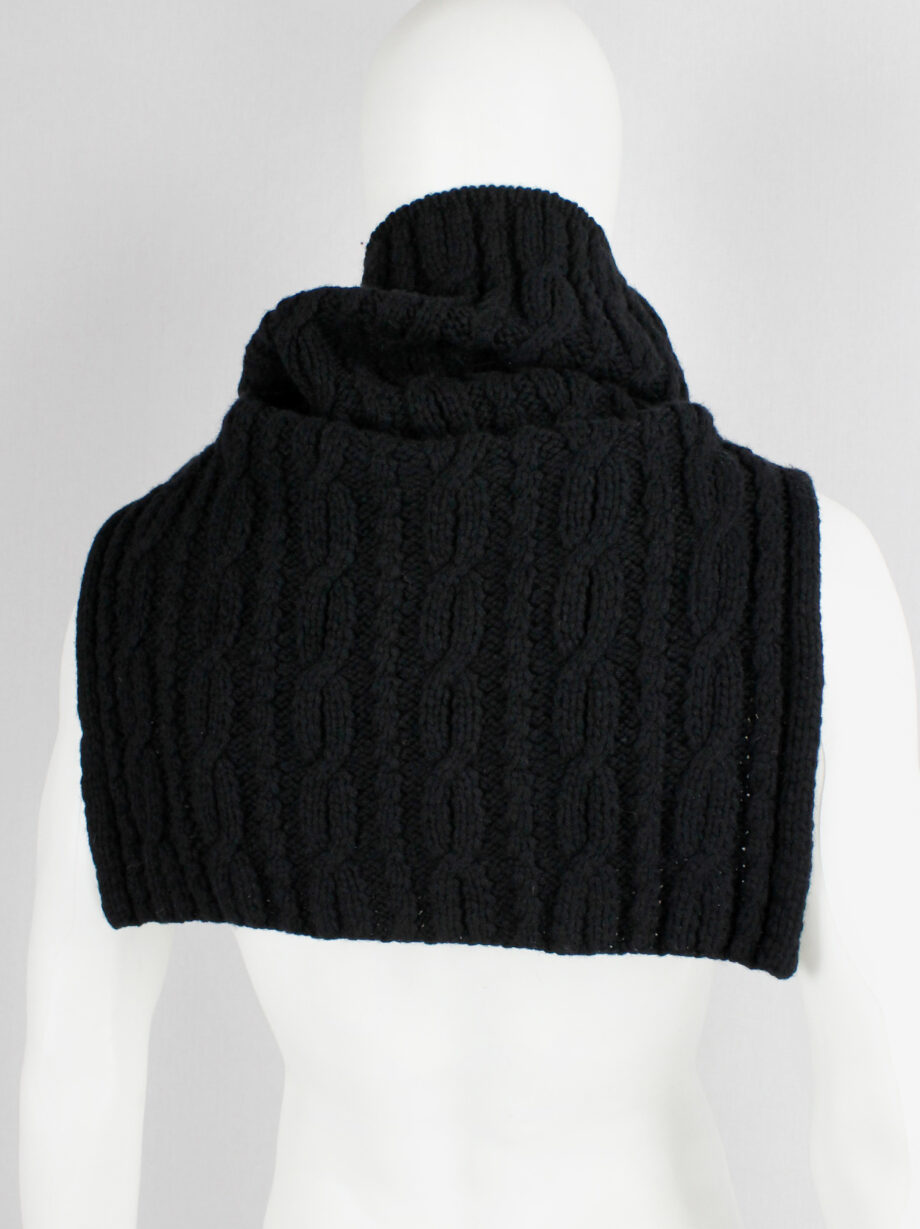 vintage Yohji Yamamoto black knit poncho scarf with oversized turtleneck collar (6)