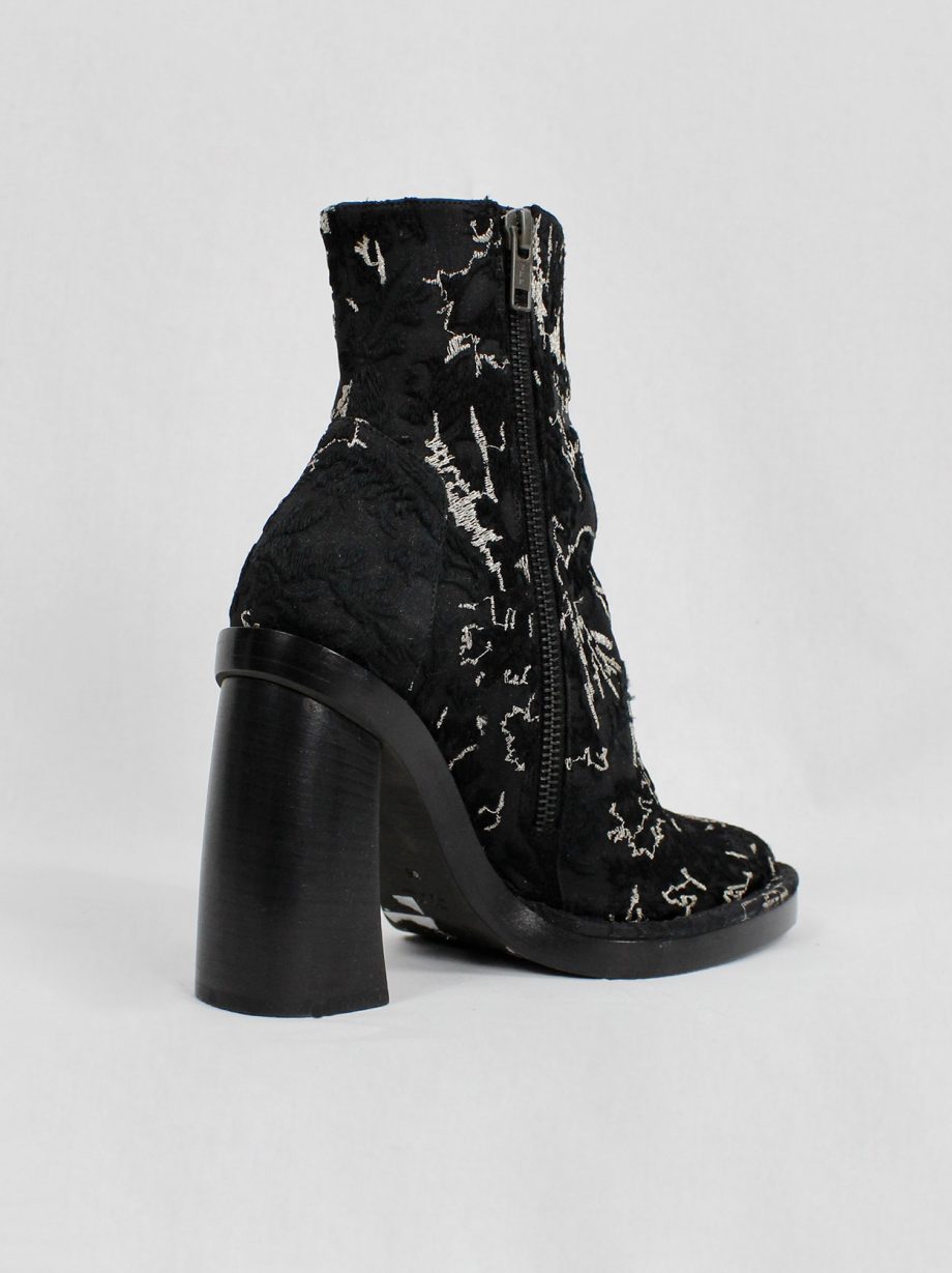 Ann Demeulemeester black ankle boots with curved heel and stitched scribbles spring 2015 (16)