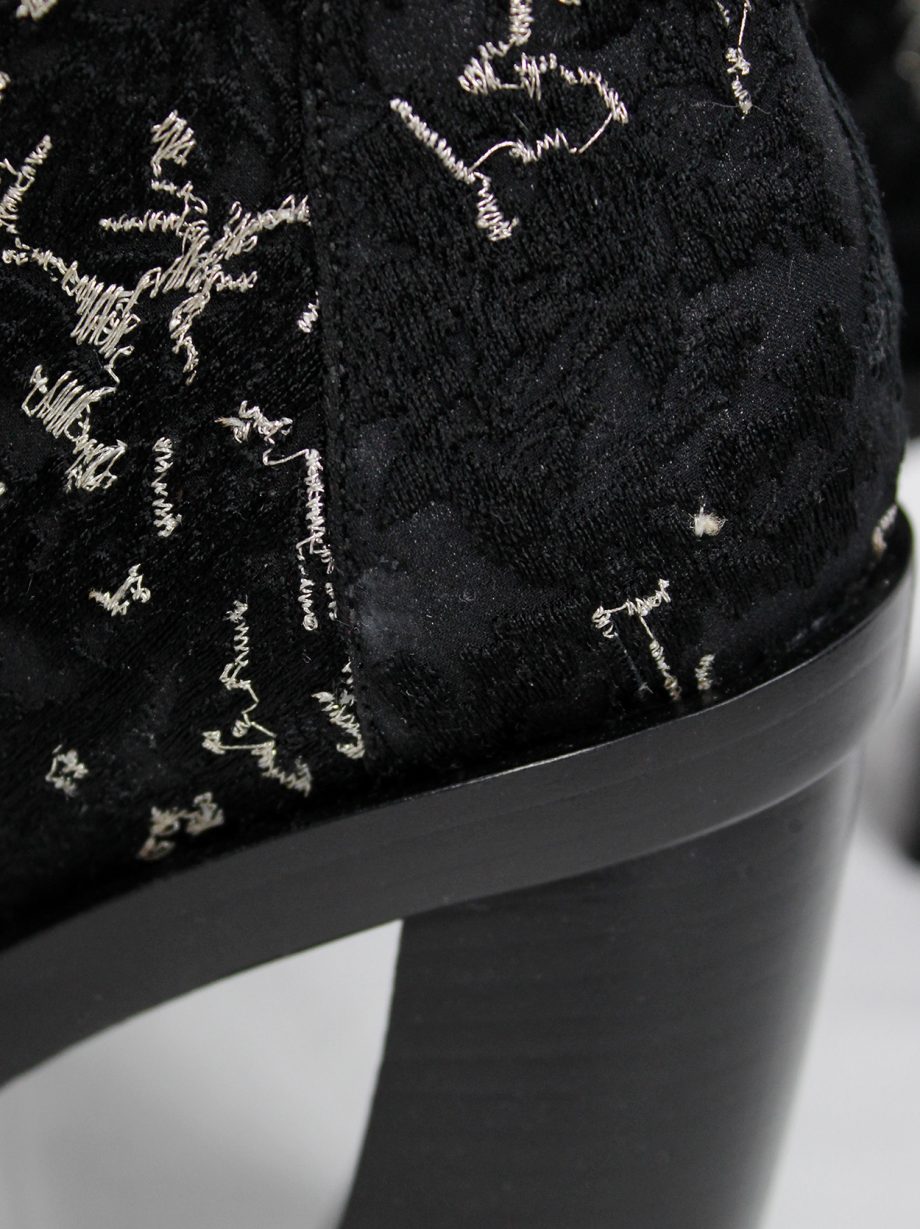 Ann Demeulemeester black ankle boots with curved heel and stitched scribbles spring 2015 (4)