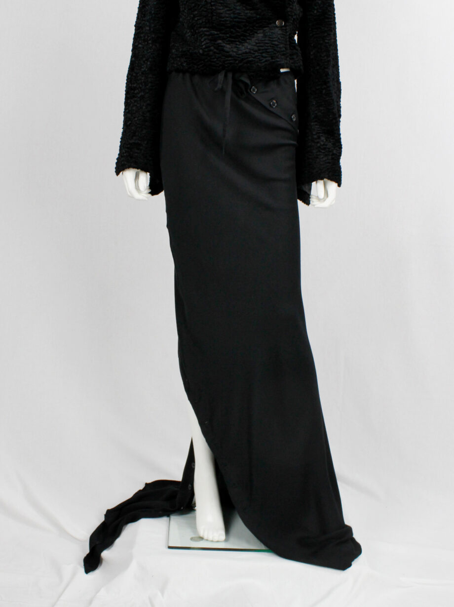 Ann Demeulemeester black floor length skirt with buttoned slit twisting around fall 2010 (13)