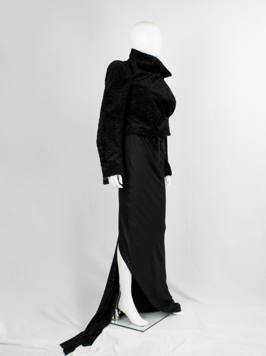 Ann Demeulemeester black floor length skirt with buttoned slit twisting around fall 2010 (15)