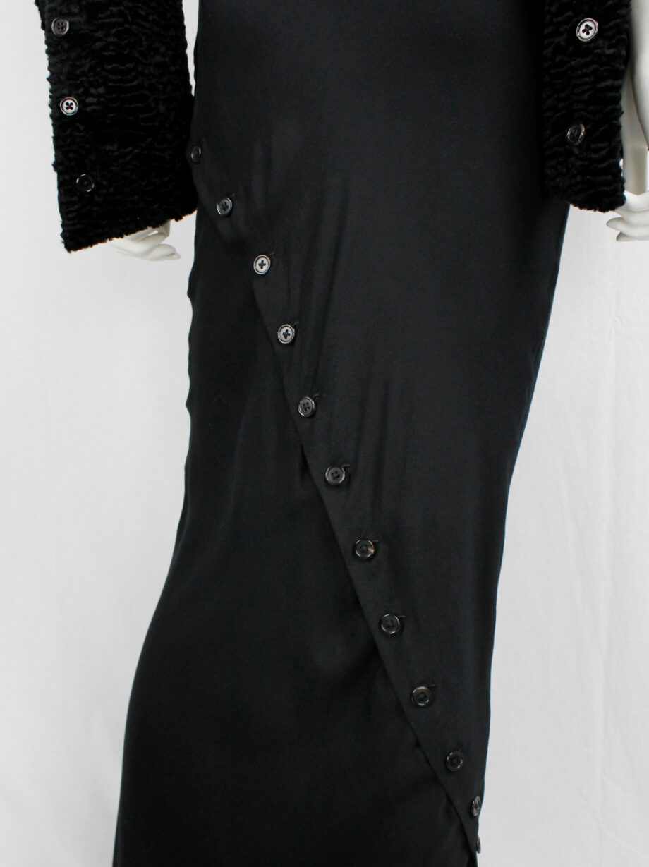 Ann Demeulemeester black floor length skirt with buttoned slit twisting around fall 2010 (2)