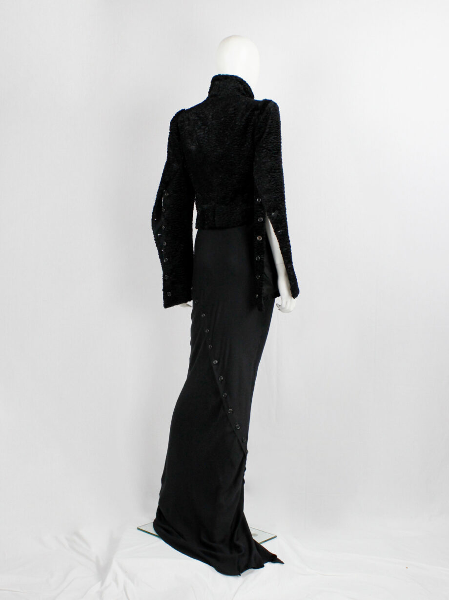 Ann Demeulemeester black floor length skirt with buttoned slit twisting around fall 2010 (4)
