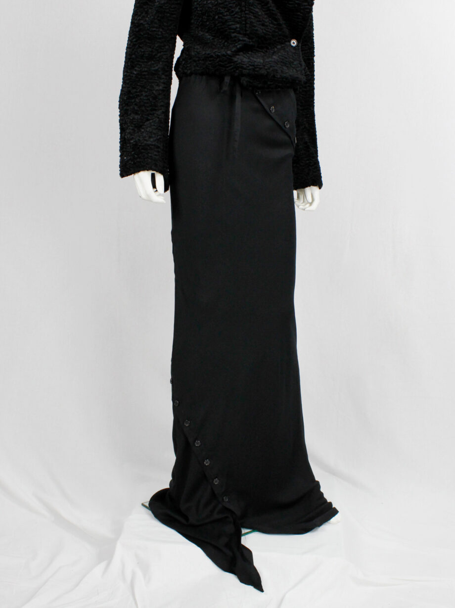 Ann Demeulemeester black floor length skirt with buttoned slit twisting around fall 2010 (7)