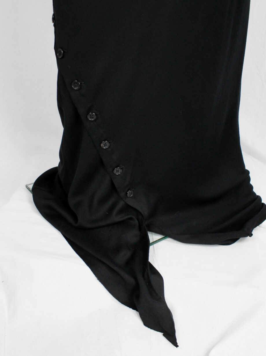 Ann Demeulemeester black floor length skirt with buttoned slit twisting around fall 2010 (8)