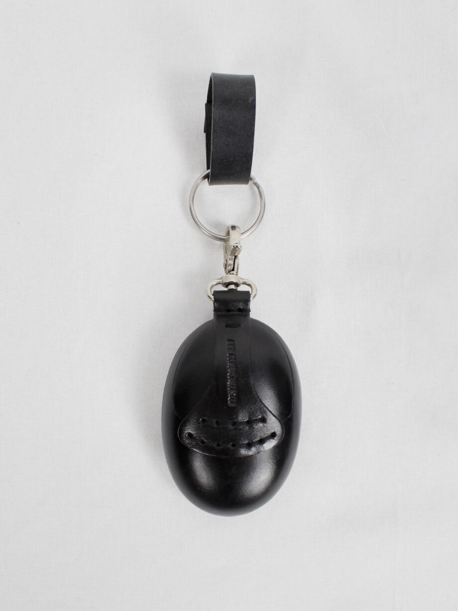Ann Demeulemeester black large leather egg pouch attached to a key ring (14)
