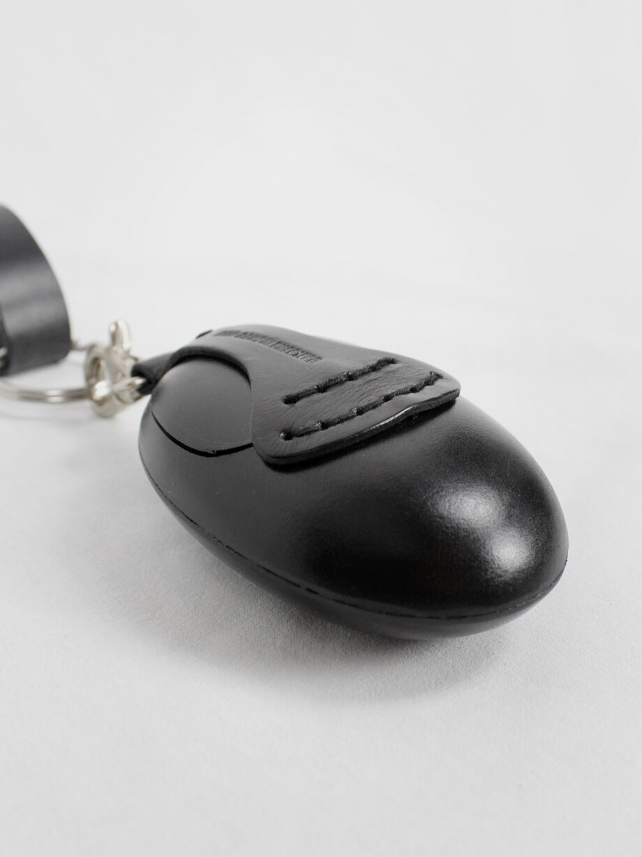 Ann Demeulemeester black large leather egg pouch attached to a key ring (2)