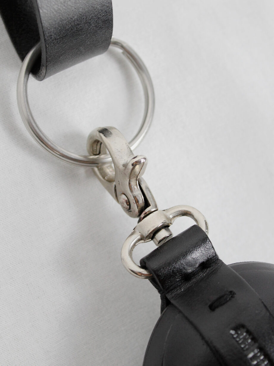 Ann Demeulemeester black large leather egg pouch attached to a key ring (4)