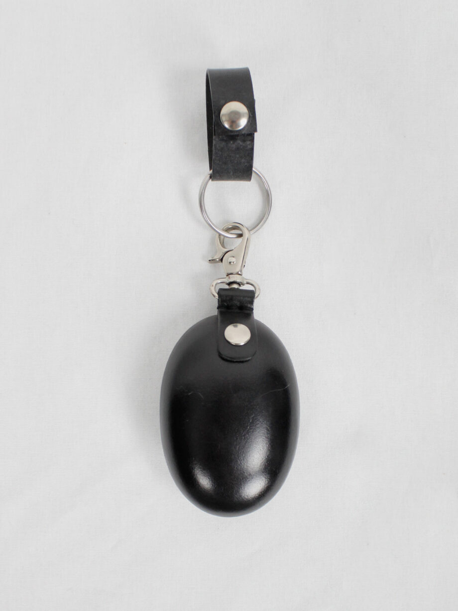 Ann Demeulemeester black large leather egg pouch attached to a key ring (5)