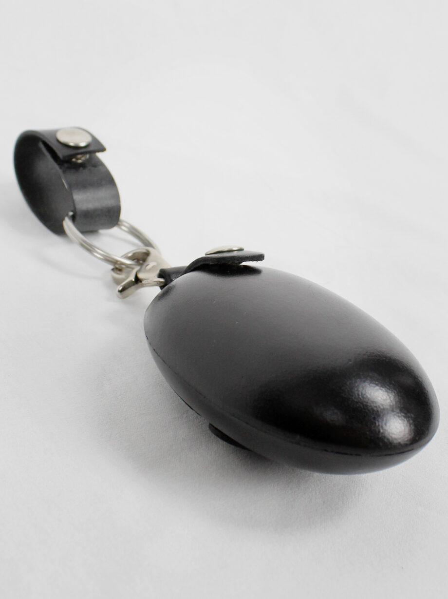 Ann Demeulemeester black large leather egg pouch attached to a key ring (7)