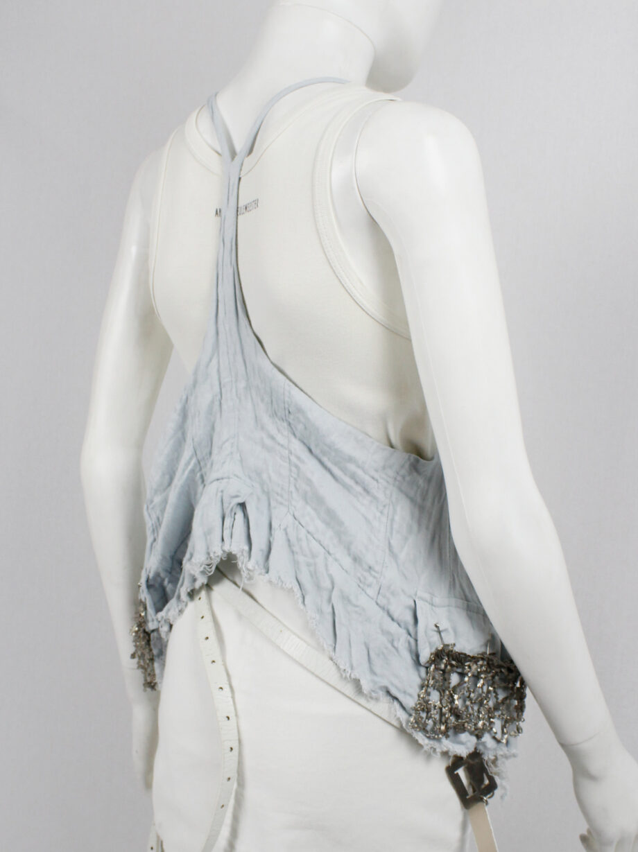 Ann Demeulemeester ice blue waistcoat with pocketflaps of woven metal charms spring 2006 (1)