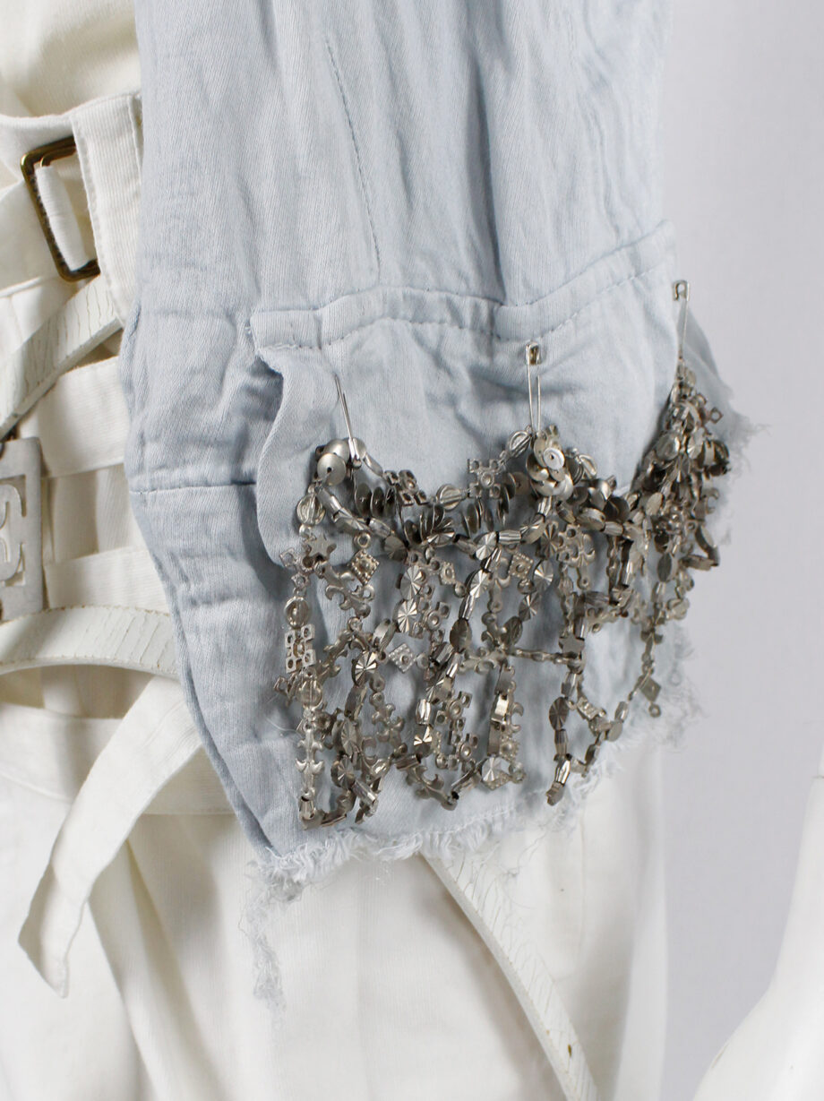 Ann Demeulemeester ice blue waistcoat with pocketflaps of woven metal charms spring 2006 (10)