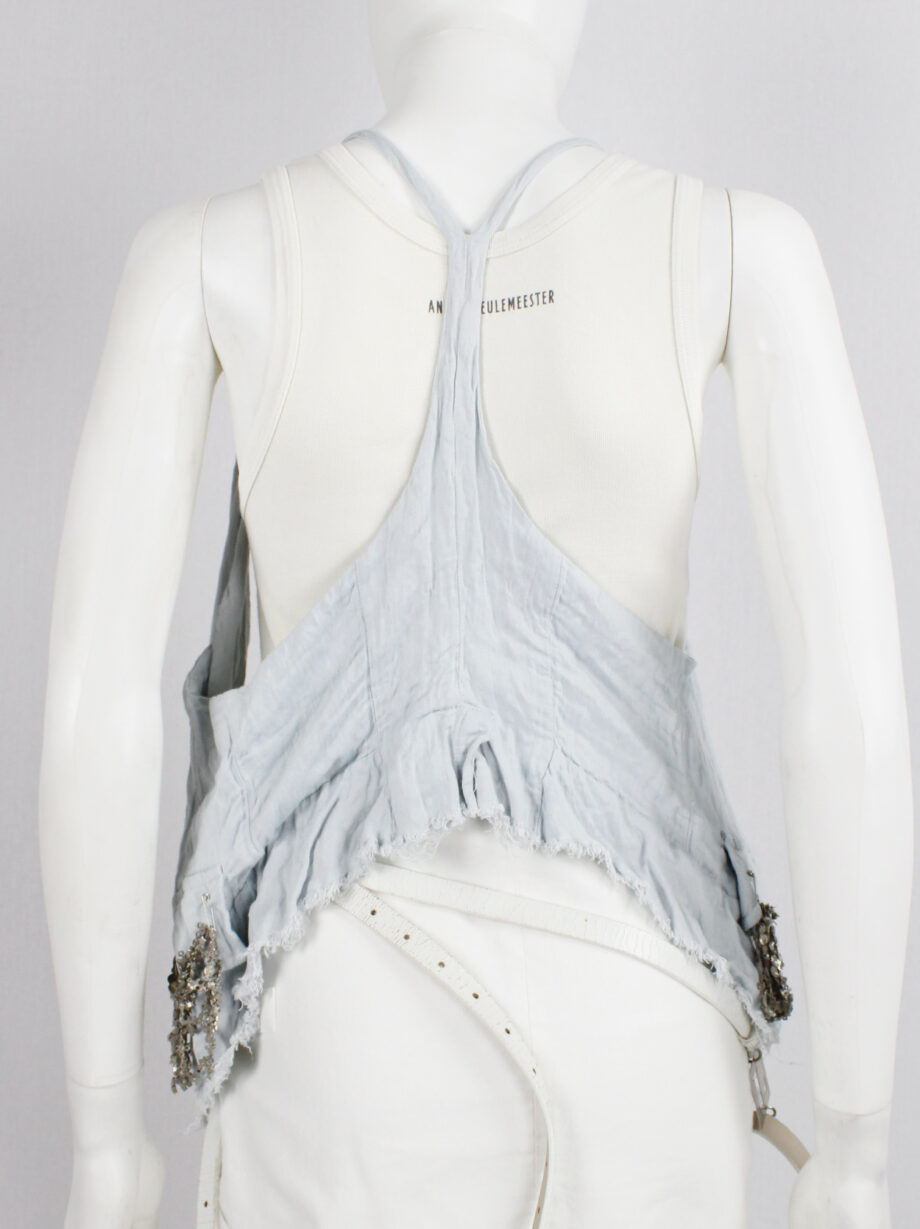 Ann Demeulemeester ice blue waistcoat with pocketflaps of woven metal charms spring 2006 (14)
