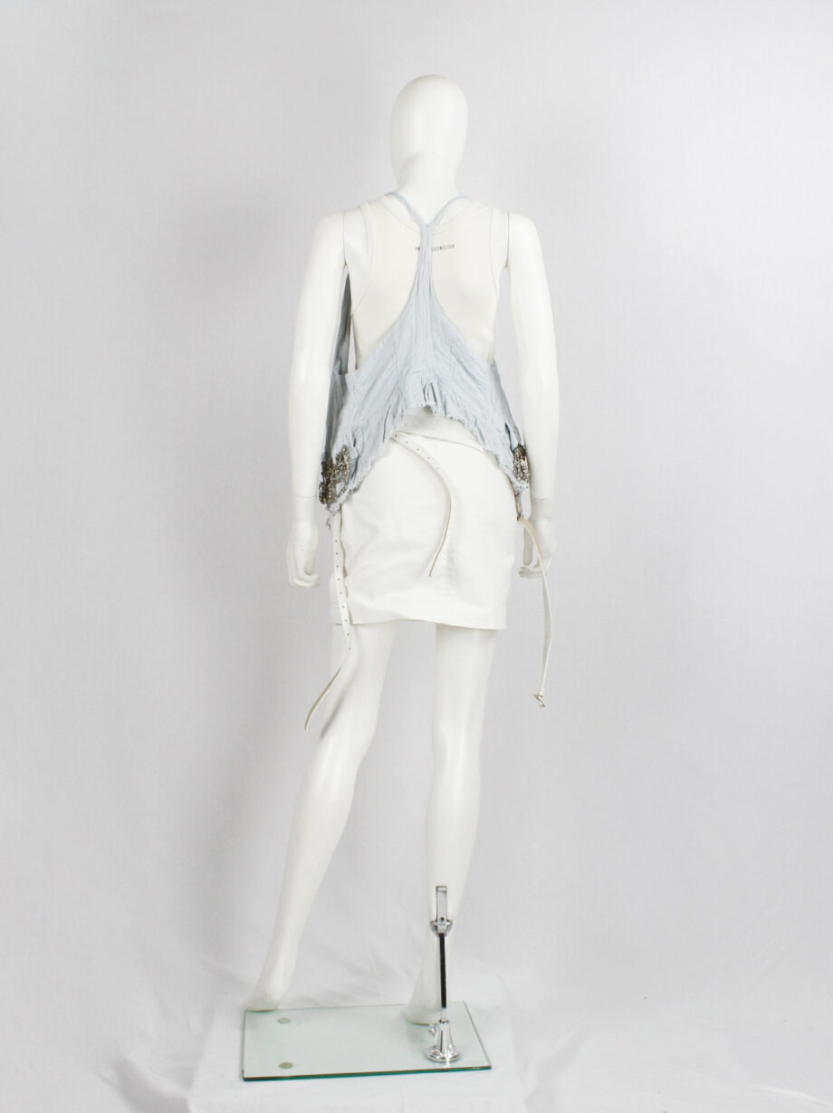 Ann Demeulemeester ice blue waistcoat with pocketflaps of woven metal charms spring 2006 (2)