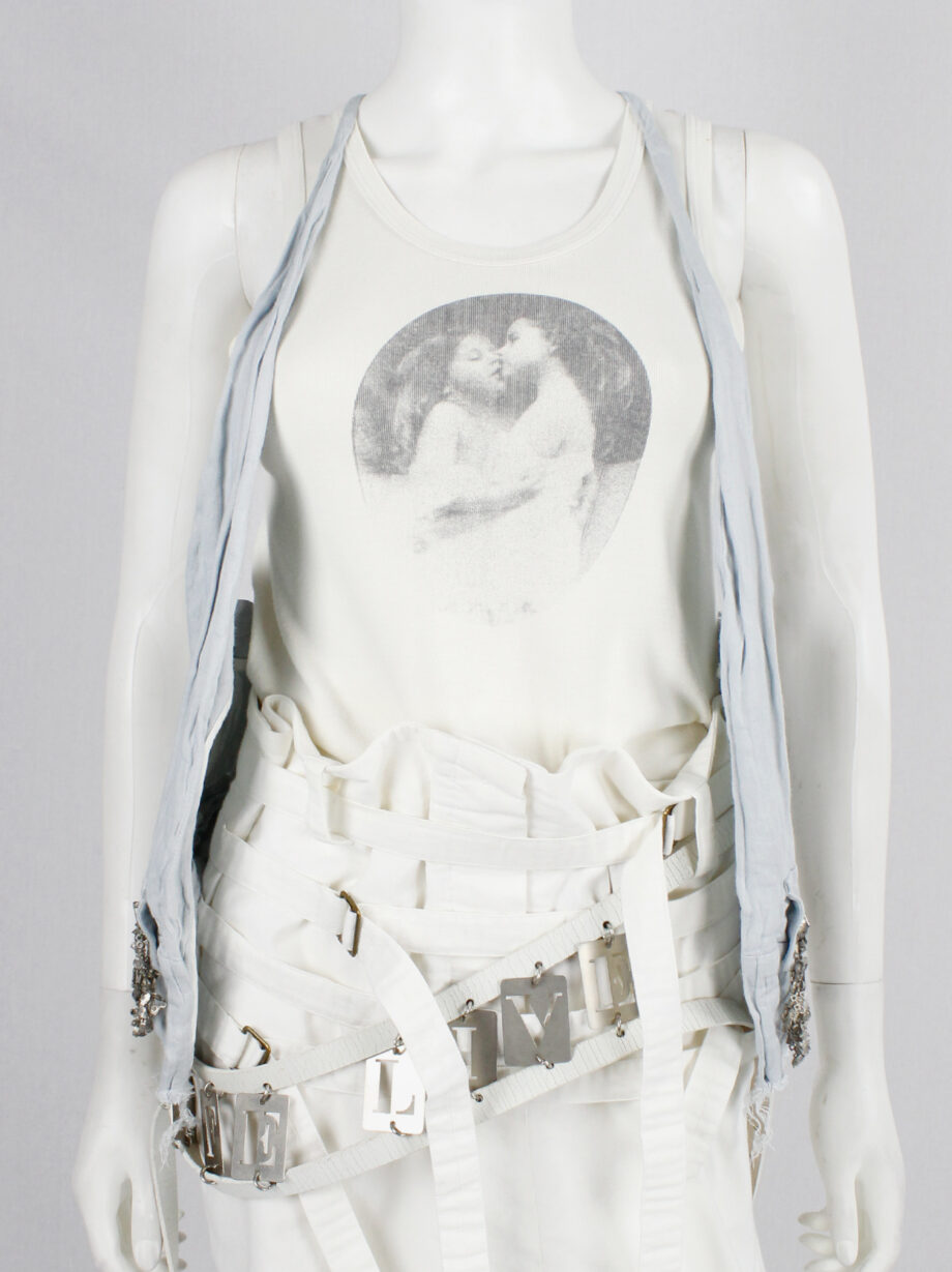 Ann Demeulemeester ice blue waistcoat with pocketflaps of woven metal charms spring 2006 (8)
