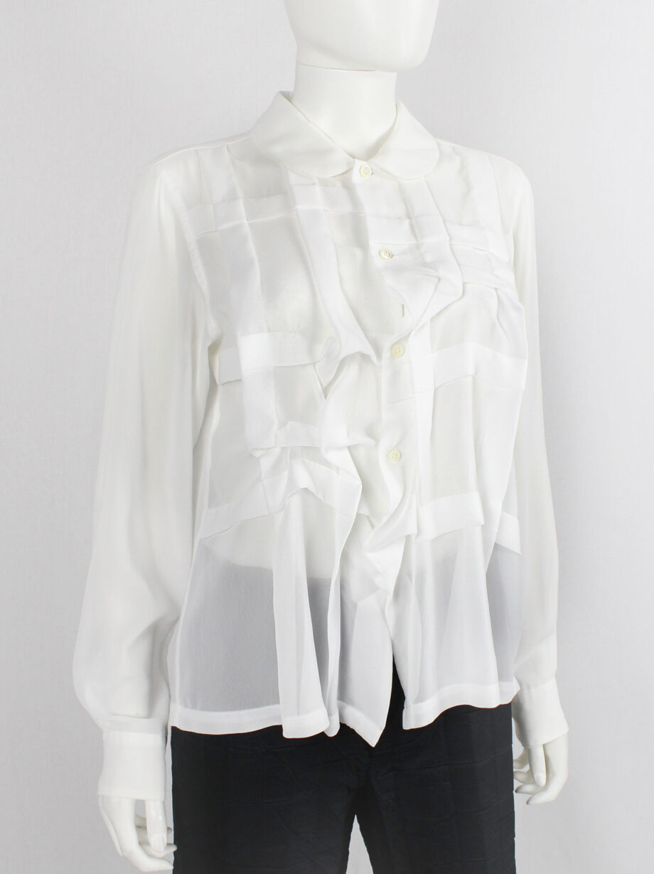 Comme des Garcons Comme white shirt with deformed ribbons spring 2015 (10)