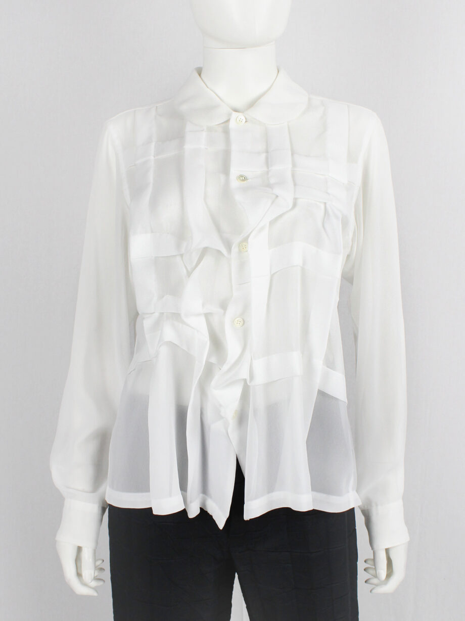 Comme des Garcons Comme white shirt with deformed ribbons spring 2015 (9)