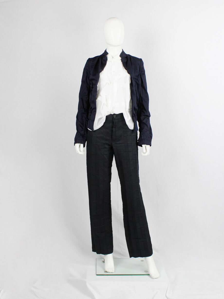Comme des Garcons dark blue crushed blazer with outwards seams AD 1995 (11)