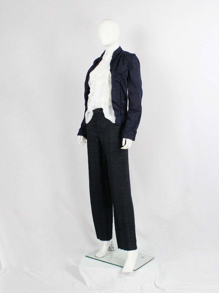 Comme des Garcons dark blue crushed blazer with outwards seams AD 1995 (12)
