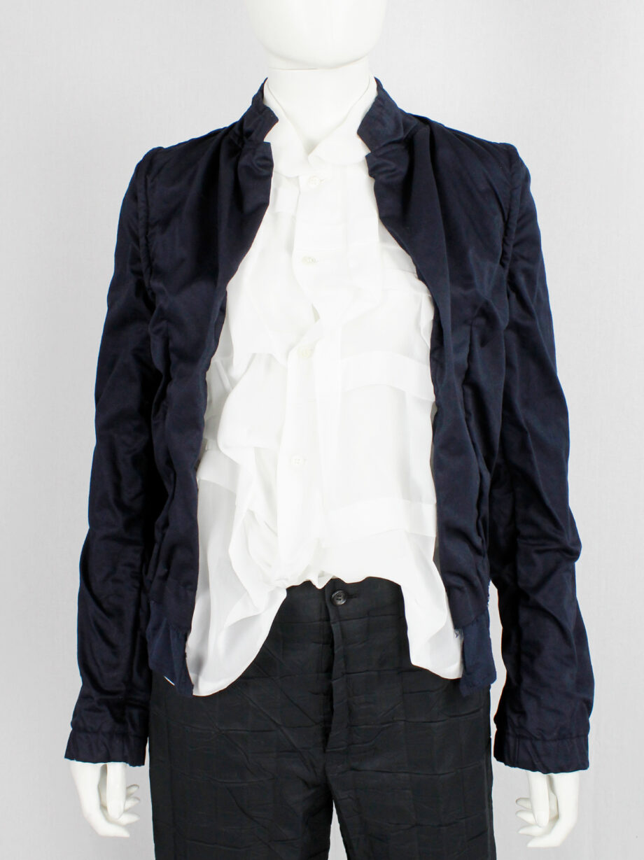Comme des Garcons dark blue crushed blazer with outwards seams AD 1995 (15)