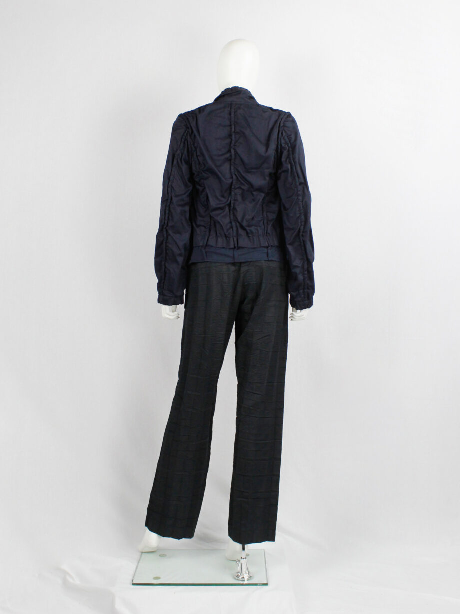 Comme des Garcons dark blue crushed blazer with outwards seams AD 1995 (5)