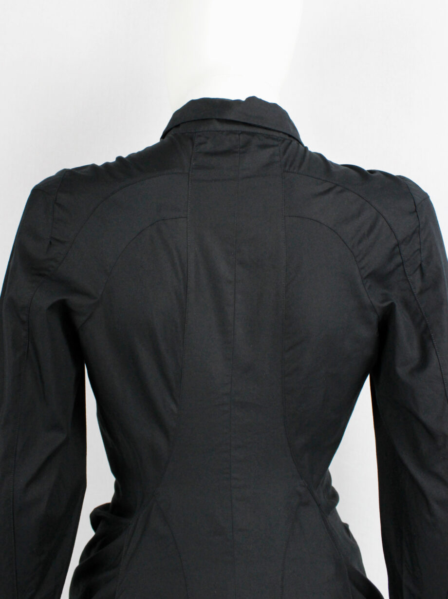vintage Junya Watanabe black long shirt with draped kangaroo front spring 2010 (12)