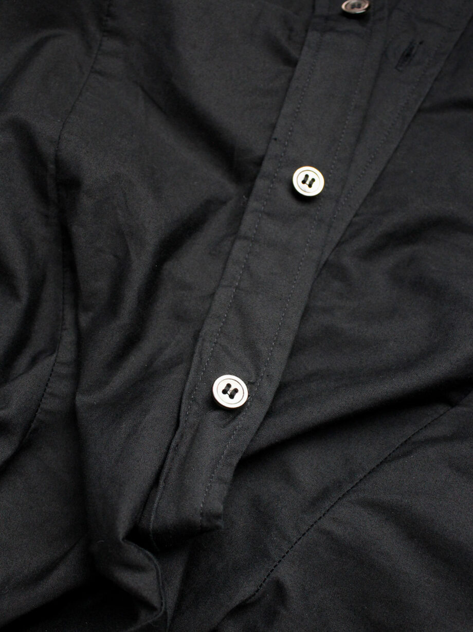 vintage Junya Watanabe black long shirt with draped kangaroo front spring 2010 (13)