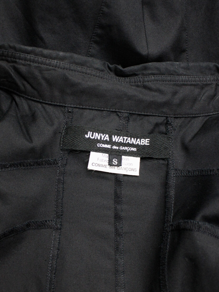 vintage Junya Watanabe black long shirt with draped kangaroo front spring 2010 (14)