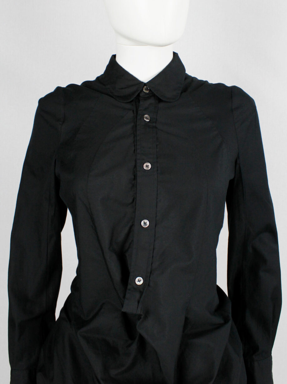 vintage Junya Watanabe black long shirt with draped kangaroo front spring 2010 (17)