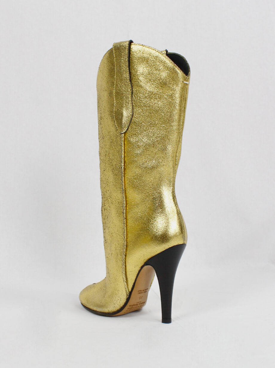 vintage Maison Margiela gold cowboy boots with tabi toes and stiletto heel 35 (11)