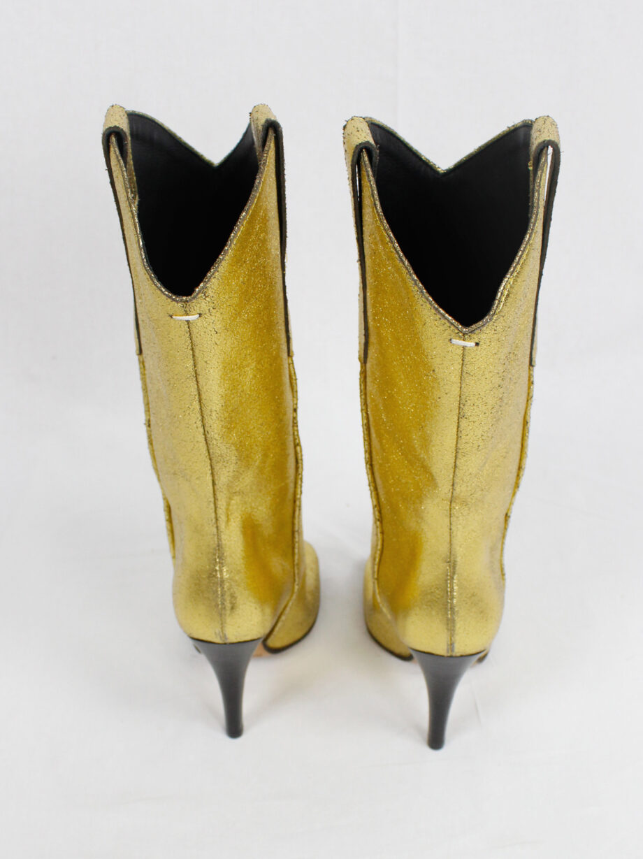 vintage Maison Margiela gold cowboy boots with tabi toes and stiletto heel 35 (15)