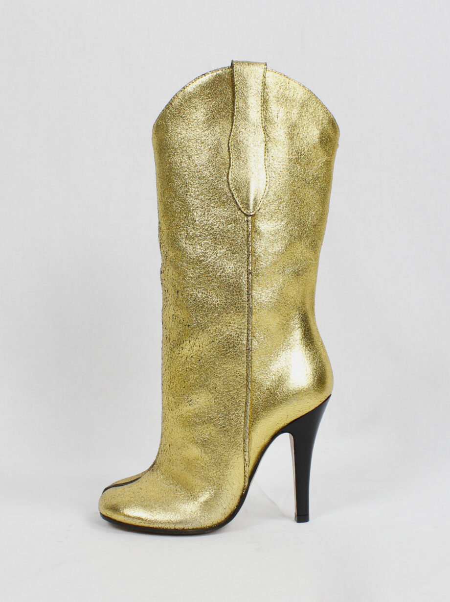 vintage Maison Margiela gold cowboy boots with tabi toes and stiletto heel 35 (4)
