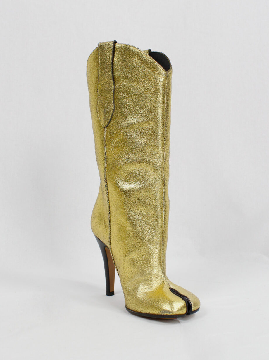 vintage Maison Margiela gold cowboy boots with tabi toes and stiletto heel 35 (7)