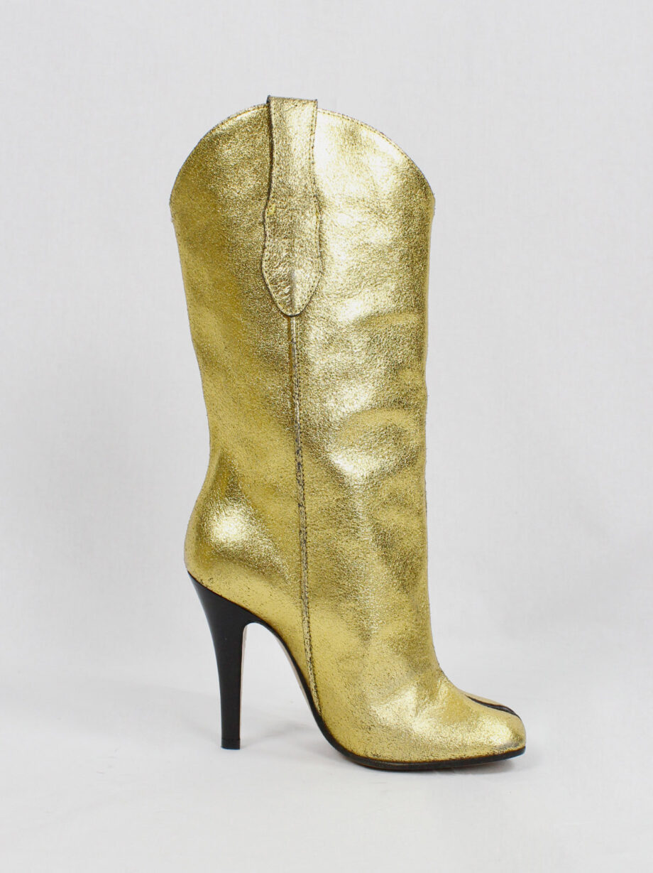 vintage Maison Margiela gold cowboy boots with tabi toes and stiletto heel 35 (8)