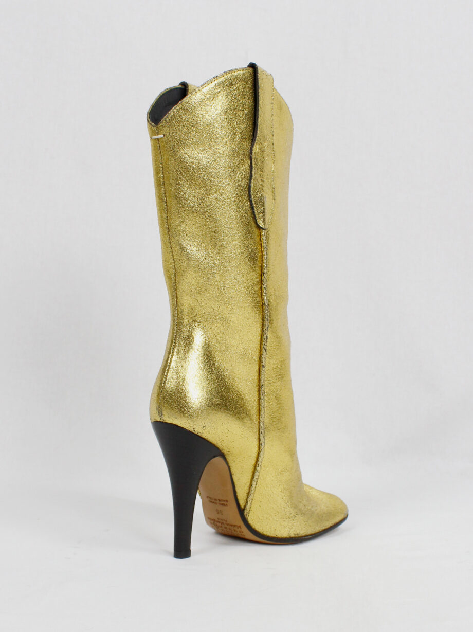 vintage Maison Margiela gold cowboy boots with tabi toes and stiletto heel 35 (9)