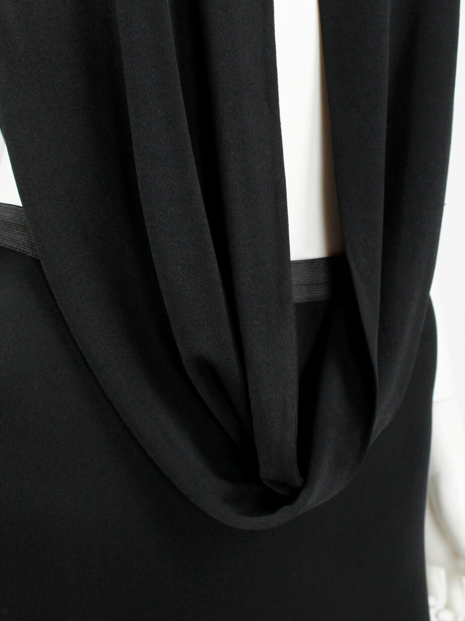 vintage Maison Martin Margiela black ensemble of a maxi skirt and a backless draped cowl top spring 2006 (11)