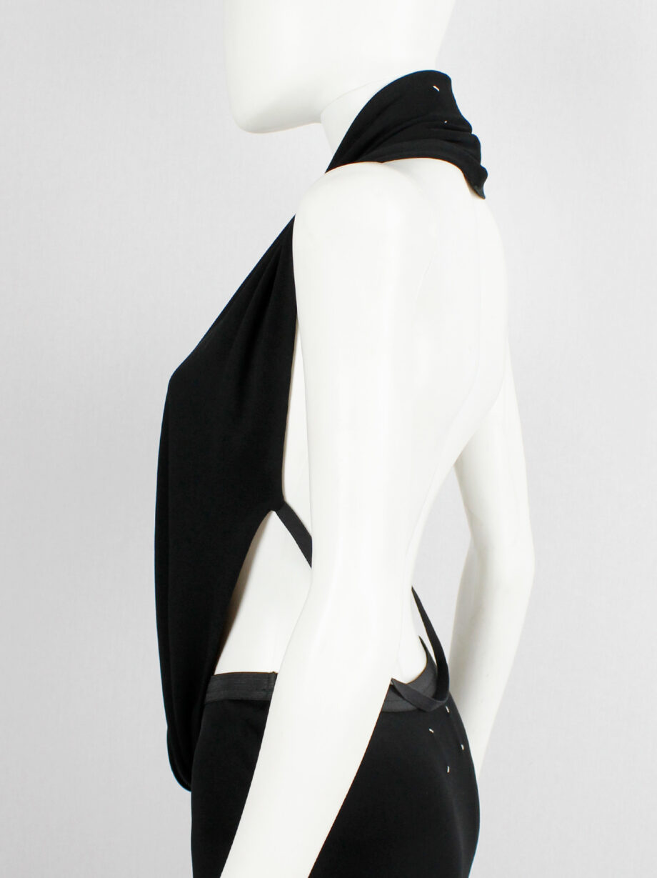 vintage Maison Martin Margiela black ensemble of a maxi skirt and a backless draped cowl top spring 2006 (17)