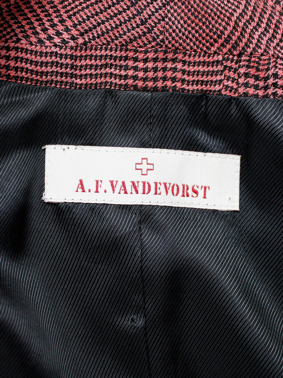 vintage a f Vandevorst red pinstripe deconstructed waistcoat fused with a tartan vest fall 2016 (13)