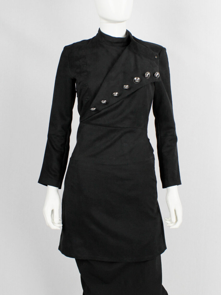 vintage af. Vandevorst black long military coat with silver cross buttons fall 2011 (10)
