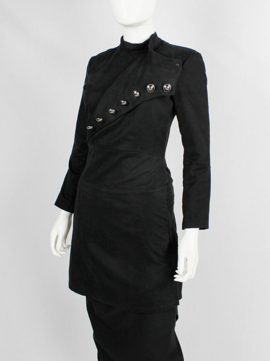 vintage af. Vandevorst black long military coat with silver cross buttons fall 2011 (11)