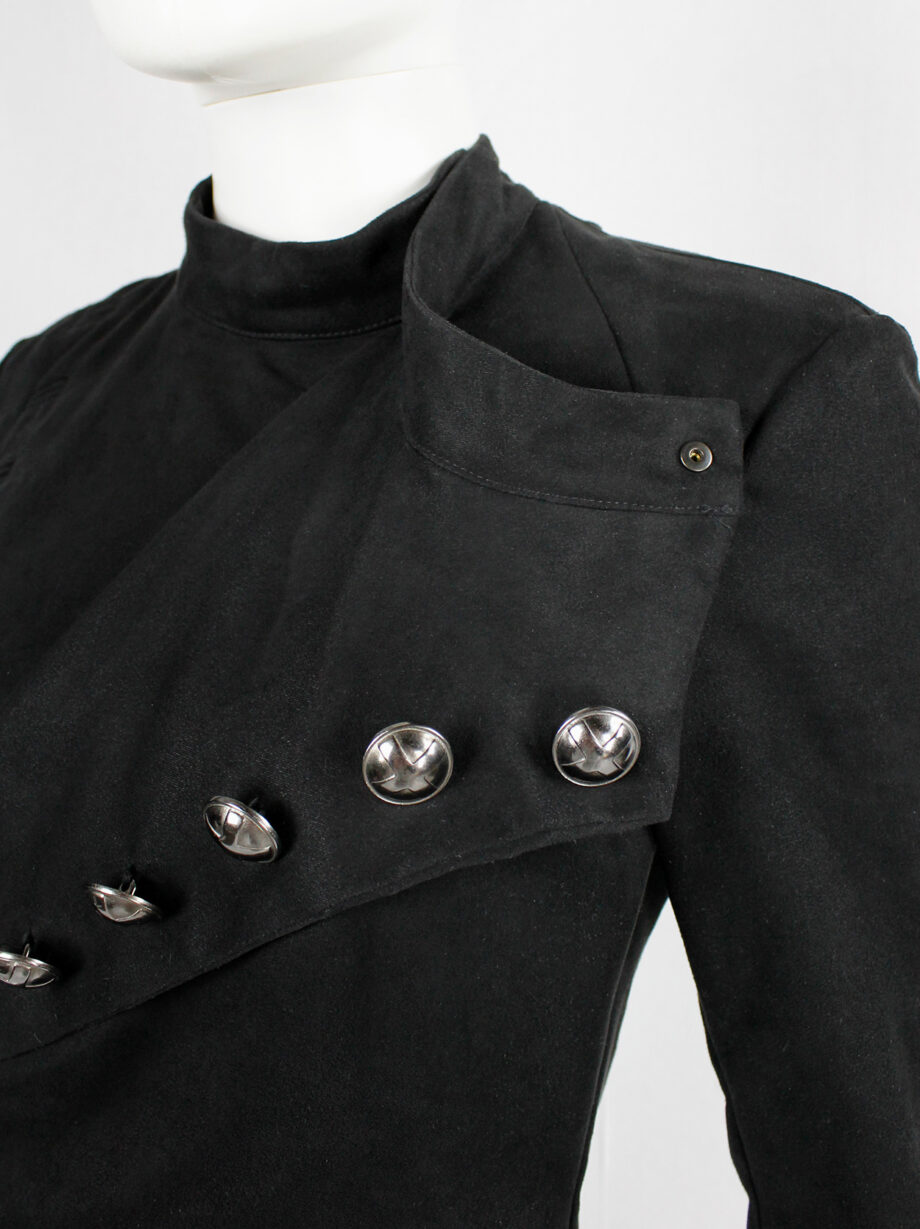 vintage af. Vandevorst black long military coat with silver cross buttons fall 2011 (13)
