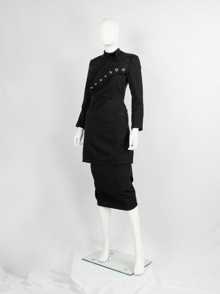 vintage af. Vandevorst black long military coat with silver cross buttons fall 2011 (15)