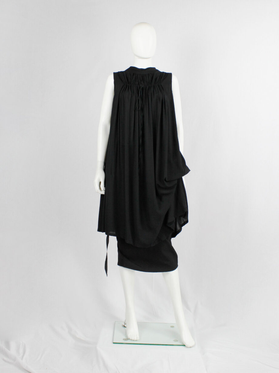 Ann Demeulemeester Blanche black draped tunic with pleated bust fall 2009 re-edition (1)