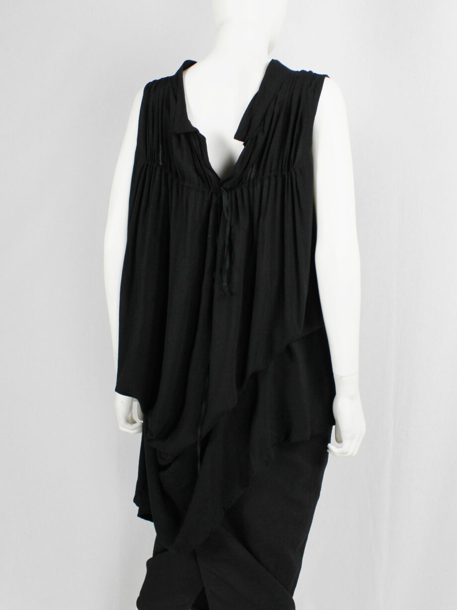 Ann Demeulemeester Blanche black draped tunic with pleated bust fall 2009 re-edition (10)