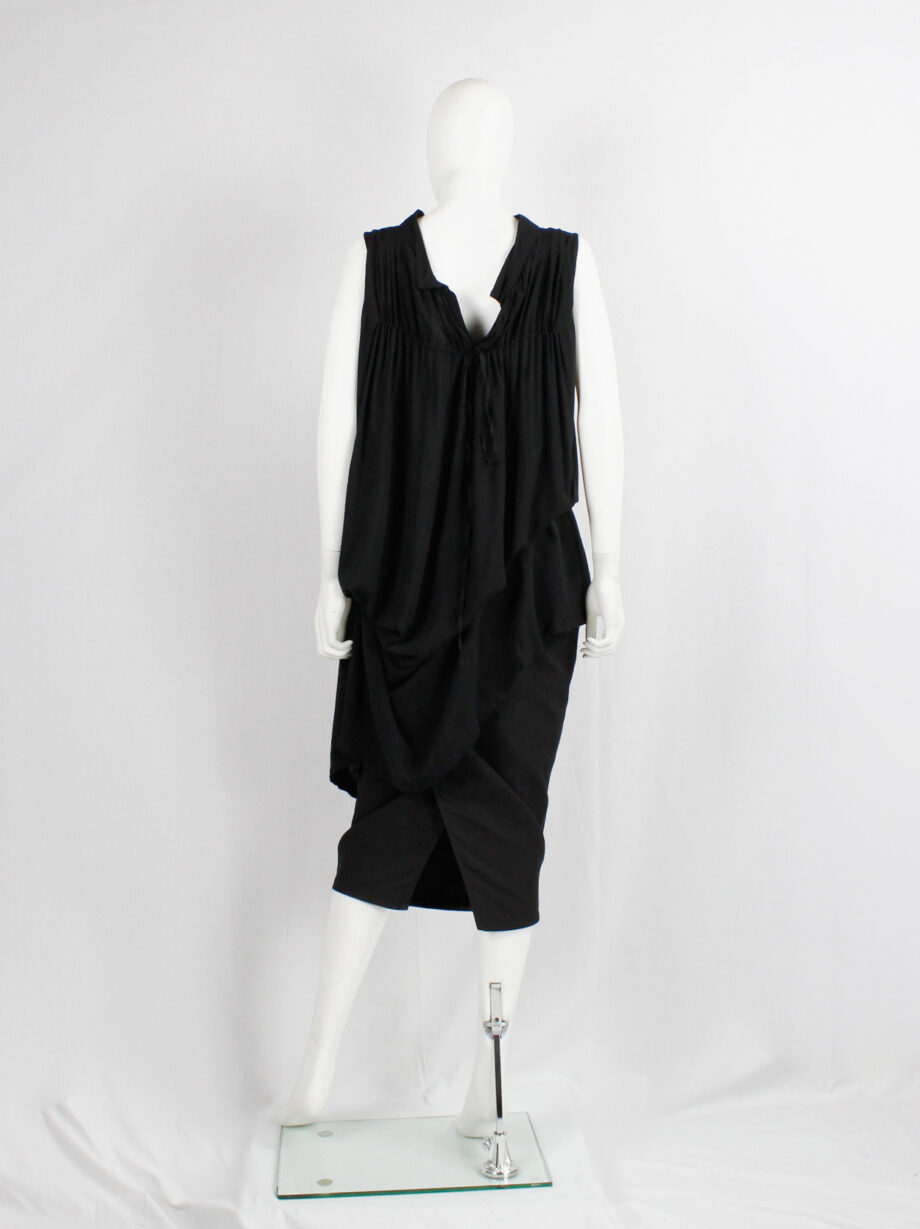 Ann Demeulemeester Blanche black draped tunic with pleated bust fall 2009 re-edition (12)