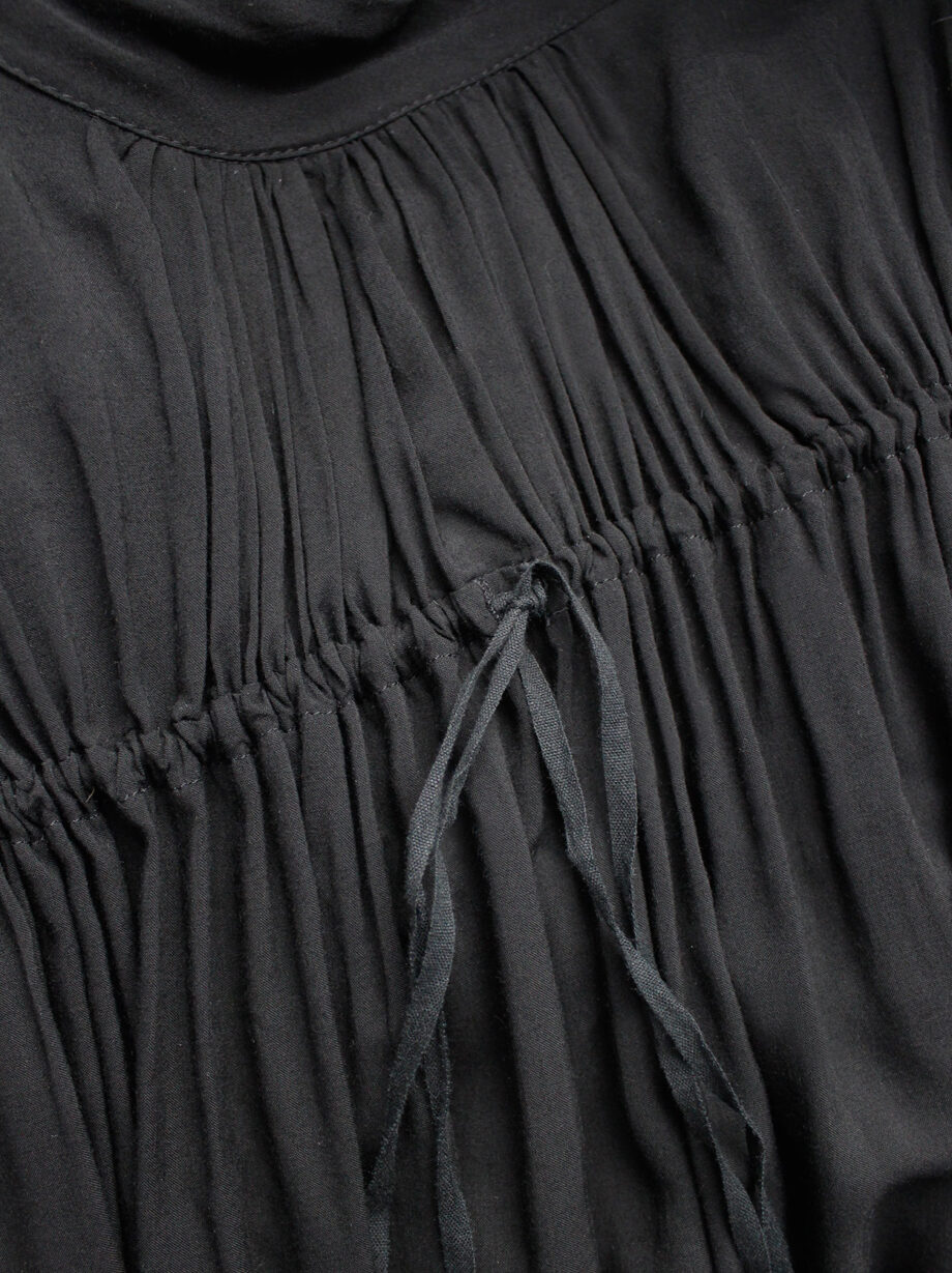 Ann Demeulemeester Blanche black draped tunic with pleated bust fall 2009 re-edition (13)