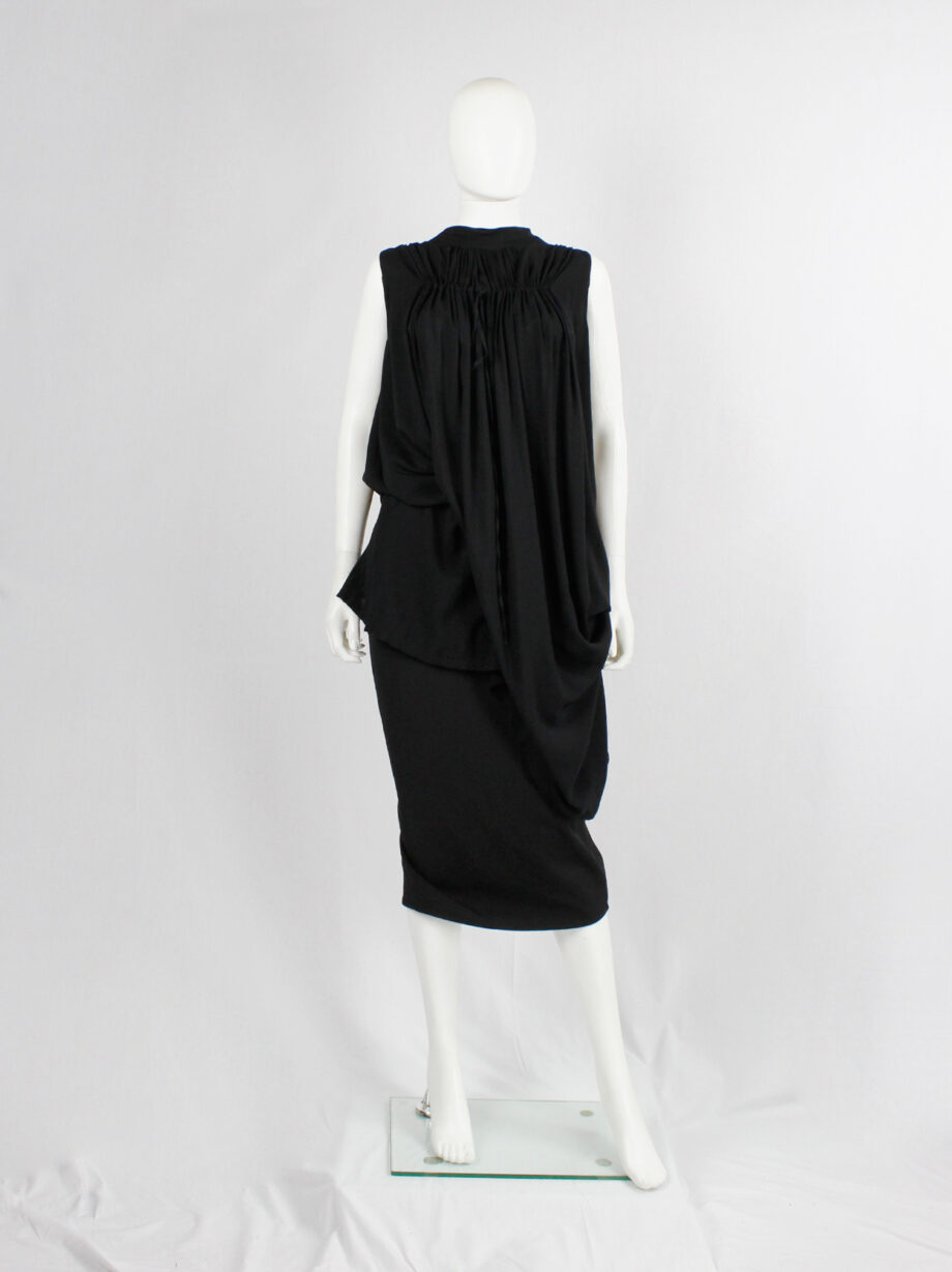 Ann Demeulemeester Blanche black draped tunic with pleated bust fall 2009 re-edition (2)