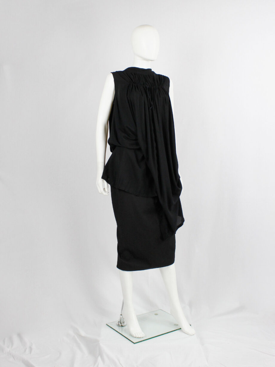 Ann Demeulemeester Blanche black draped tunic with pleated bust fall 2009 re-edition (3)