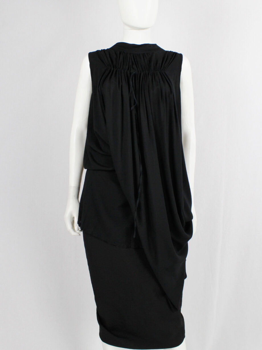Ann Demeulemeester Blanche black draped tunic with pleated bust fall 2009 re-edition (5)